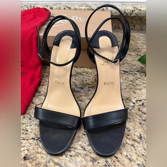 Christian Louboutin LoubiGirl 100 Black Leather Heels Size 41 - Picture 6 of 13